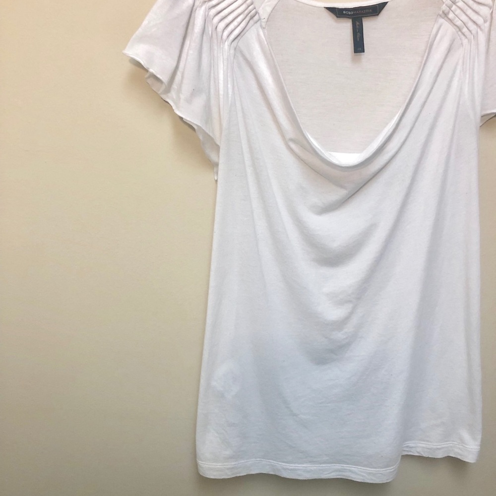 ⚡️SALE⚡️BCBGMaxAzria Flutter Sleeve White Top - Picture 2 of 4